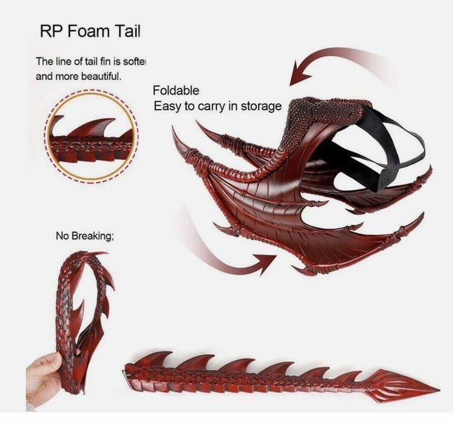 3D Dragon Mask Tail Set Boys Child Halloween Wings Of Fire Costume Book Week Carousel 5