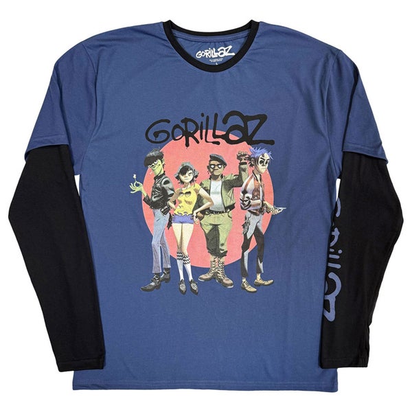 Gorillaz Group Circle Rise Layered Long Sleeve T Shirt Carousel 1