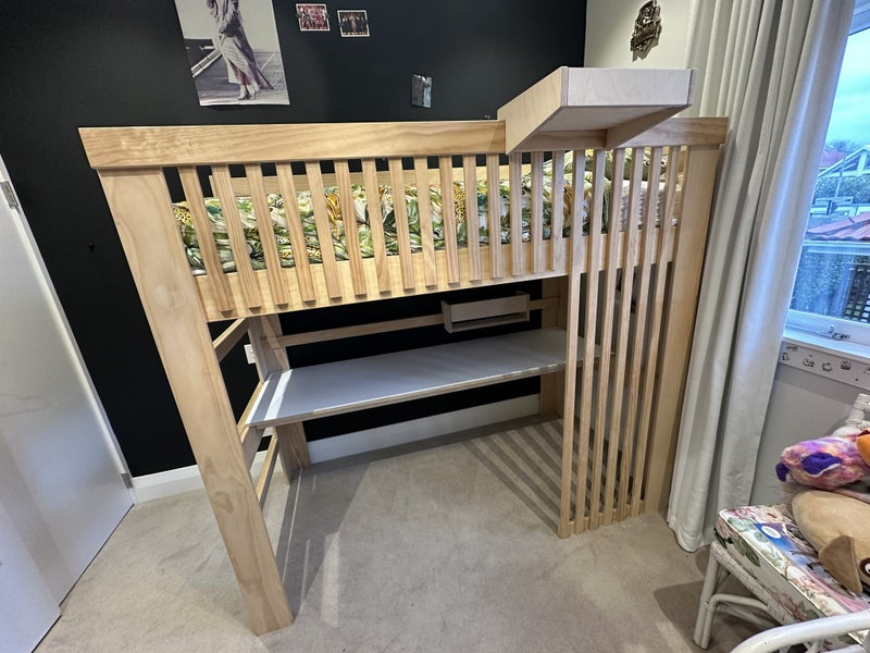 Loft Bed with desk in pine (mattress included)64141737561345110
