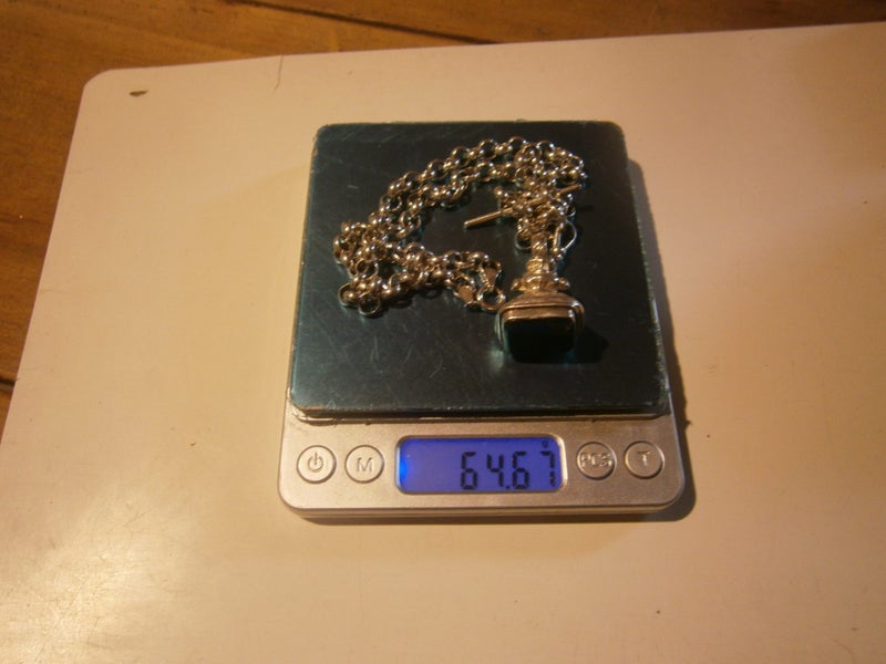 STG.SILV. BELCHER CHAIN with ANTIQ. STG.SILVER ORNATE FOB (65gms) Carousel 8