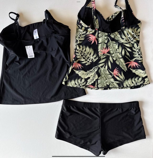 Size 16 H & H Swim Sets - Black Tankini and Boy Leg Pants and Floral Tankini Carousel 2