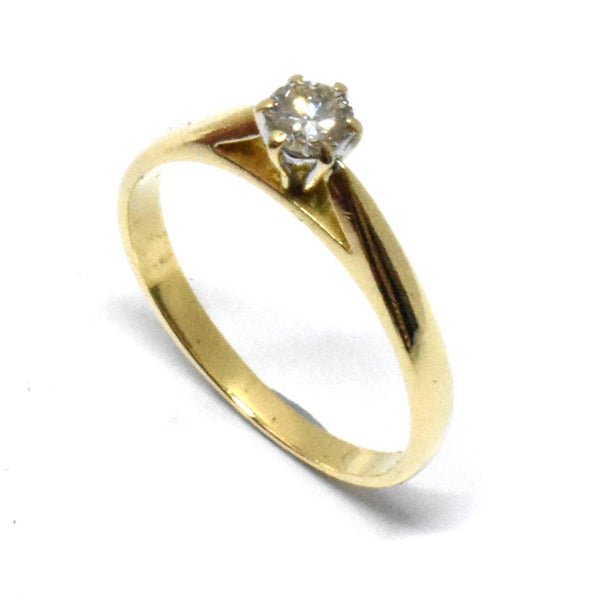 $3,300 18ct Yellow Gold Solitaire Diamond Ring TCW 0.25cts!! Size P - 184298 Carousel 1