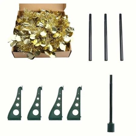 150cm Pop Up Christmas Tree Collapsible Christmas Tinsel Tree Artificial Tree Carousel 2