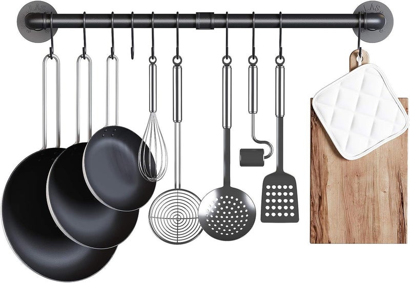 Industrial Pipe Towel Rack Kitchen Pot Pan Hanger 120cm Carousel 1