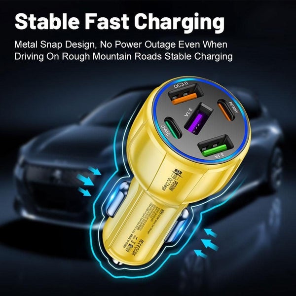 Car Charger 75W Fast Charging 3USB+2PD Car Phone Charger T5O5 Carousel 2
