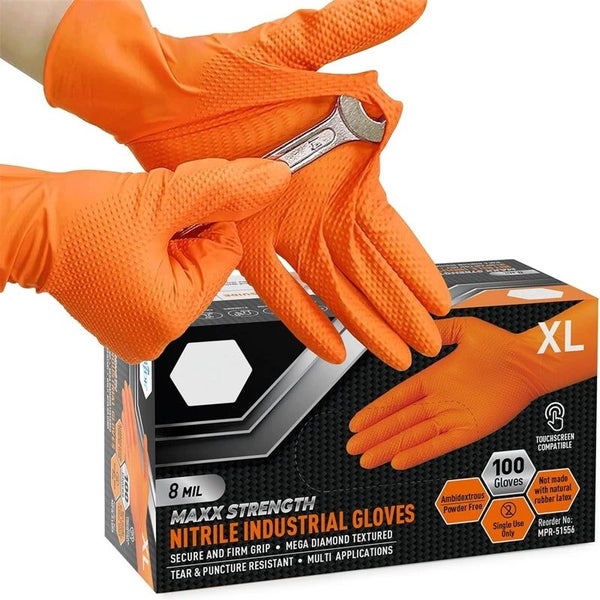 Heavy Duty Orange Disposable Nitrile Gloves Carousel 2