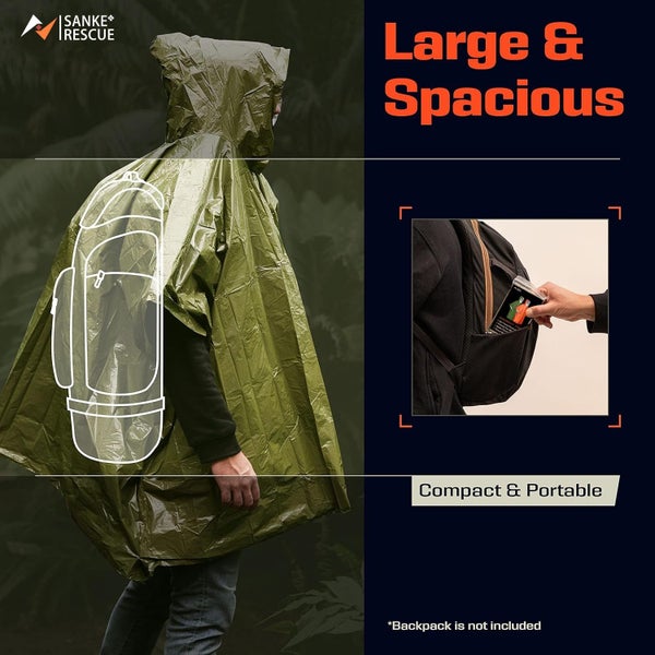 Emergency Water Proof Raincoat Aluminum Film Disposable Cold Insulation Rainw... Carousel 7