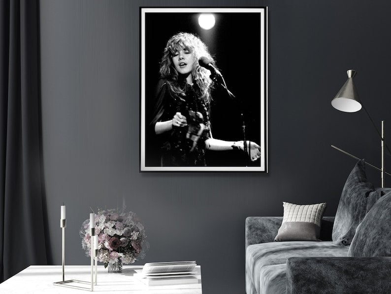 Wall Art 80Cmx120Cm Young Stevie Nicks In Concert Poster Black Frame Canvas Carousel 2