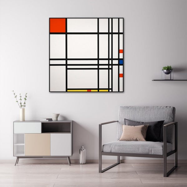 Wall Art 40Cmx40Cm Abstract Art By Piet Mondrian Black Frame Canvas Carousel 2