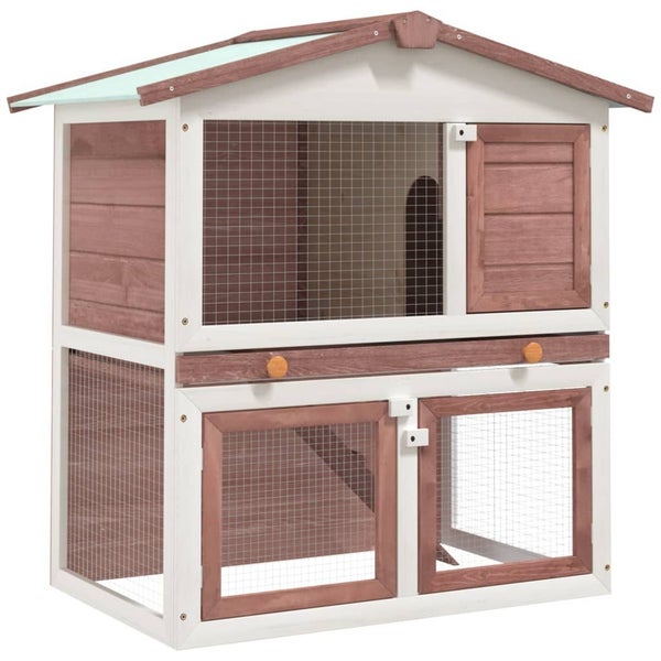 Vida Xl Outdoor Rabbit Hutch 3 Doors Wood Carousel 7