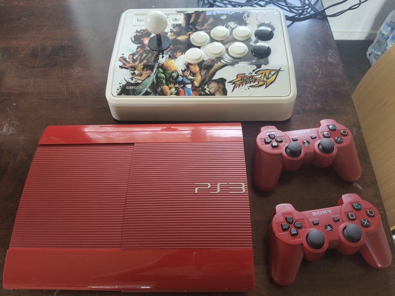 Mint Red PS3 console & SF4 fightstick combo +2x controllers Afterpay NM99 Carousel 1