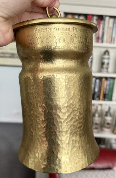 UNIQUE Naval "TRENCH ART" German NAVY Gunshell PRESENTED to New Zealand 1929 Carousel 1