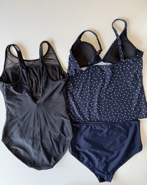 Size 18 Swim Sets - Navy H&H Tankini Pants and Black Yourself Swimsuit/Togs Carousel 2