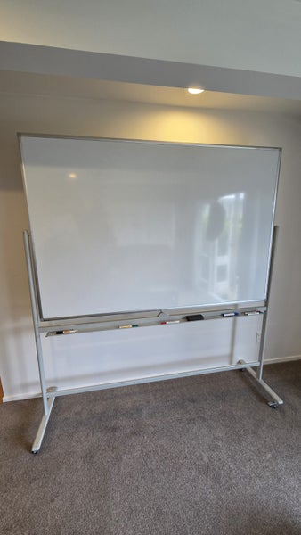 LARGE ---> 2 x sided Whiteboard on Roller & Swivel Stand Carousel 1