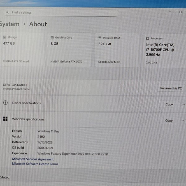 RTX 3070, i7-10700F, 32GB RAM, 512GB SSD, RGB Carousel 9