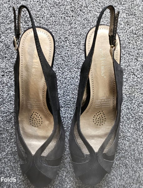 ALLINO BLACK SHIMMER HIGH HEEL SHOES, SIZE 9.564526751313026112