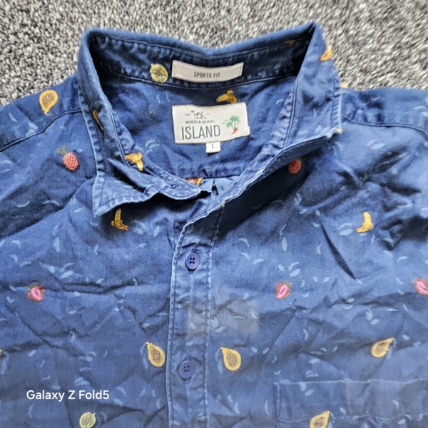 RODD & GUNN ISLAND, SPORT FIT, NAVY MEN SHIRT WITH FRUIT EMBROIDERY, SIZE L Carousel 2