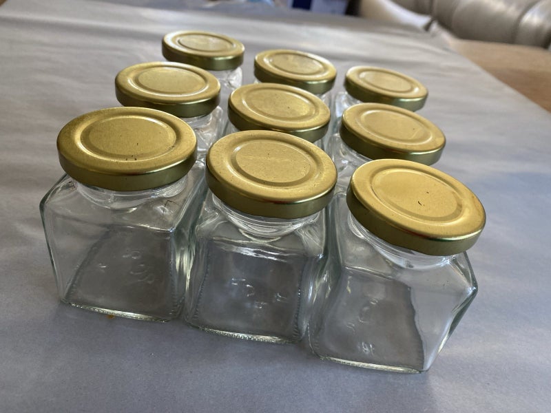 Small glass jars with gold lids Carousel 2
