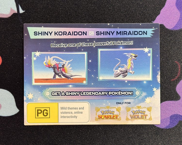 Shiny Legendary Pokémon code for Pokémon Scarlet/Violet Carousel 1