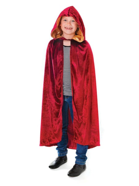 Velvet Hooded Cloak (Various Colours) Girls Costume Carousel 2