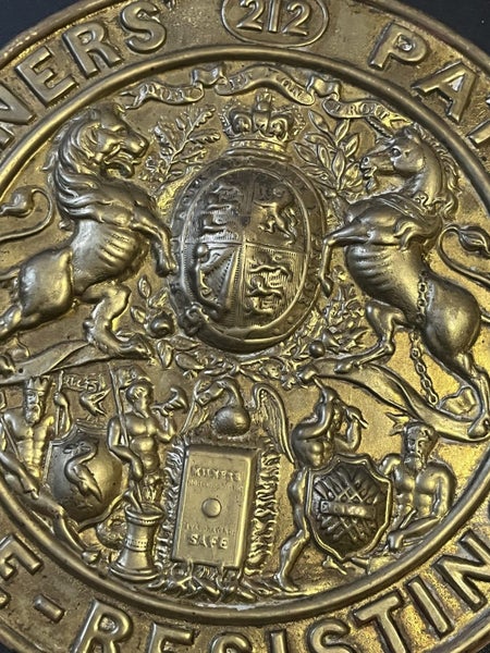 VINTAGE VICTORIAN BRASS FIRE-RESISTINGSAFE PLAQUE MILNERS' 212 PATENT Carousel 2
