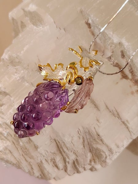 Amethyst, Tourmaline & Peridot Pendant in solid 925 Silver Carousel 1