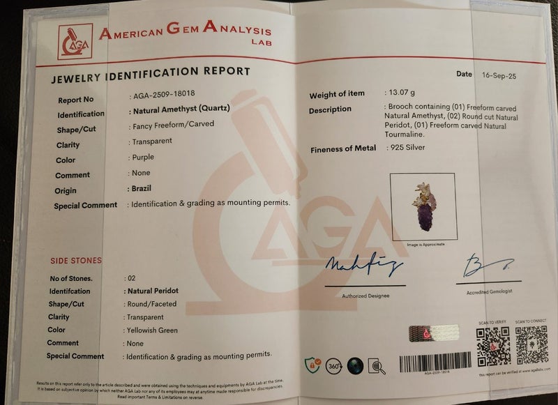 Amethyst, Tourmaline & Peridot Pendant in solid 925 Silver Carousel 20
