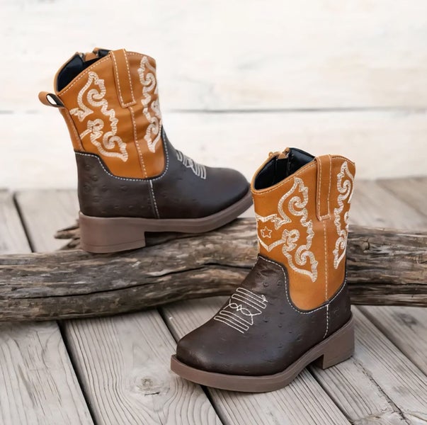 ~ Child Cowboy Boots Size US 13 Western Country PU Leather Emobroidery Boots Carousel 2