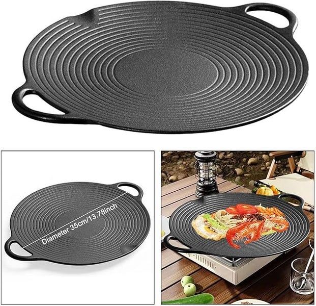 Multipurpose Cast Iron Grill & Fry Pan - Durable Non-Stick Cookware 35CM Snap... Carousel 1