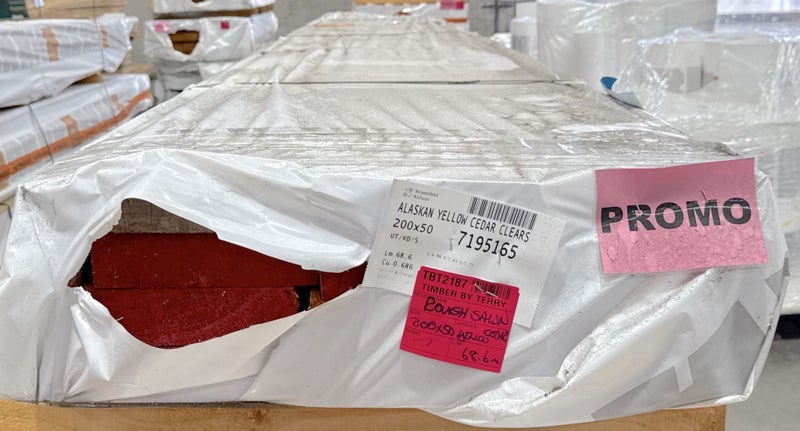 ALASKAN YELLOW CEDAR, ROUGH SAWN, CLEARS, 200 x 50mm - 68.6m - TBT218764462450205955112