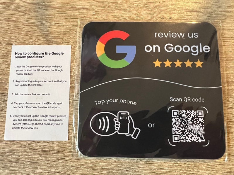 Google Review Plate 3m Adhesive “review us on google” NFC + QR code (Blue/White) Carousel 2