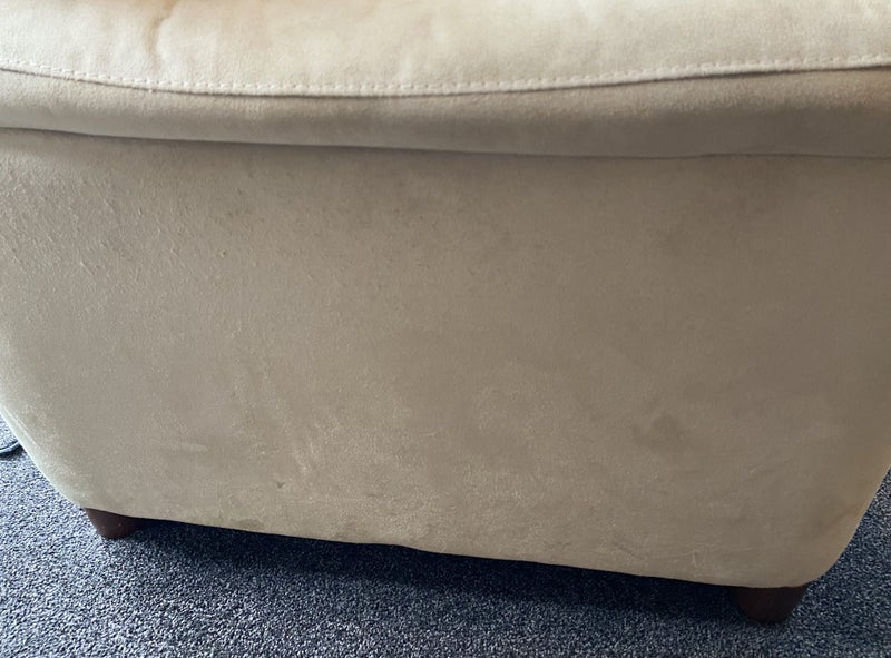 2 & 2.5 Seater Lounge Suite – Fawn Faux Suede, Wooden Feet, Good Condition64337257920386114