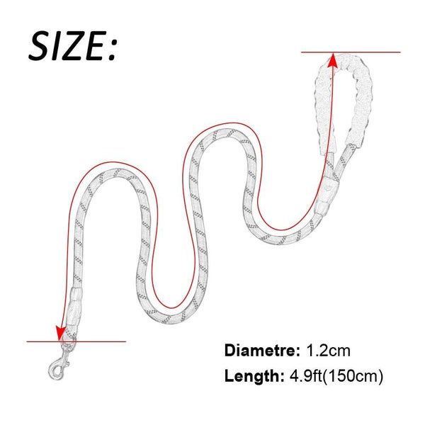 Hod Health & Home Black Reflective Dog Pet Leash Rope Nylon Small Medium Large D Carousel 2