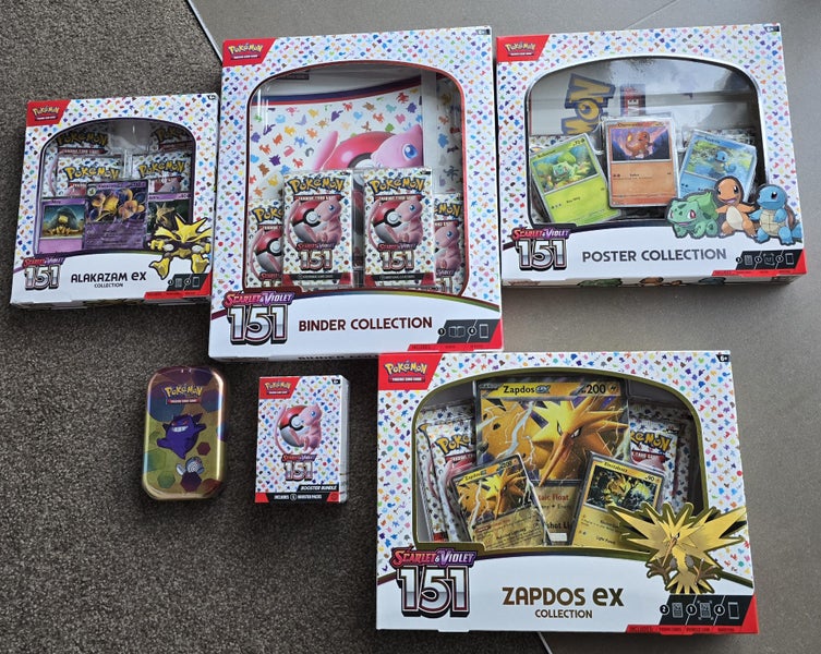 6x Pokémon 151 sealed collection sets. All brand new & unopened Carousel 1