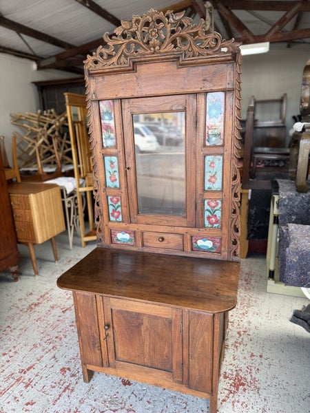 Antique Dutch Colonial Solid Teak Balinese Kitchen Pantry Cabinet Carousel 1