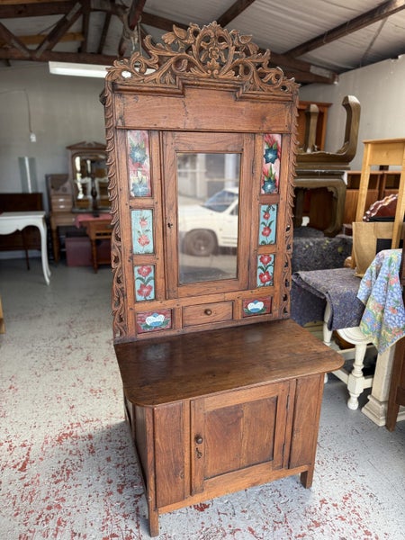 Antique Dutch Colonial Solid Teak Balinese Kitchen Pantry Cabinet Carousel 2