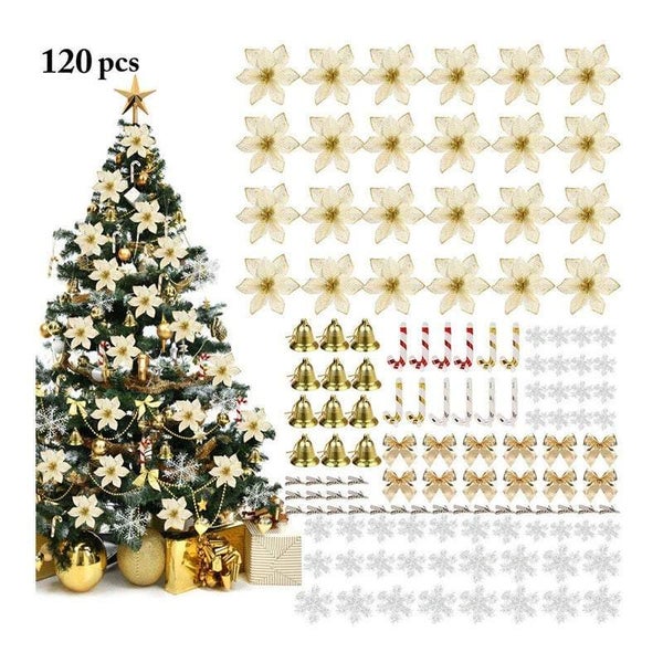 Hod Health & Home Christmas Tree Decorations 120Pcs Flowers Artificial Carousel 2