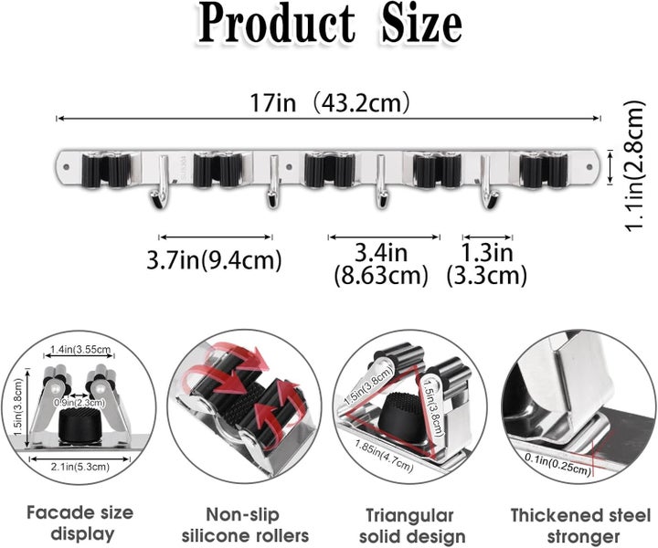 Garage Storage Wall Mount Tool Organiser Broom Mop Hangers Carousel 2