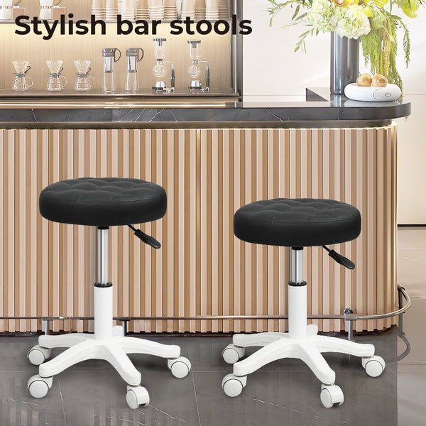 Levede 2xBar Stools Rolling Salon Chairs Swivel Stool Adjustable Height Work SPA Carousel 2