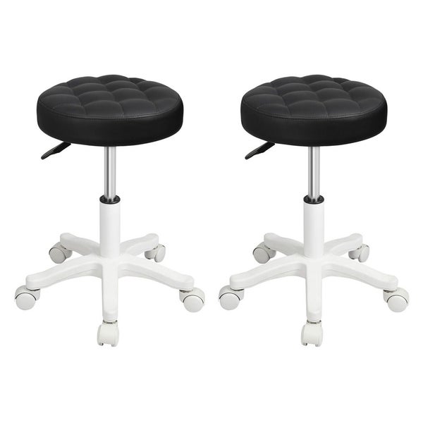 Levede 2xBar Stools Rolling Salon Chairs Swivel Stool Adjustable Height Work SPA Carousel 1