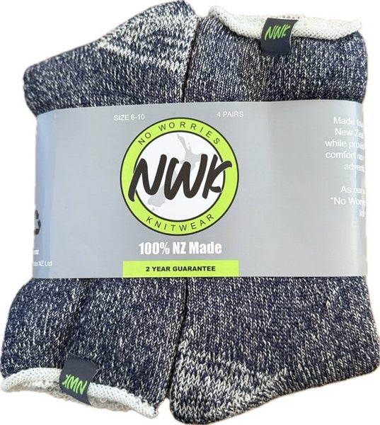 MENS LOOSE TOP MERINO WORK BOOT SOCKS NZ MADE 4 PAIRS 11 - 13 Carousel 3