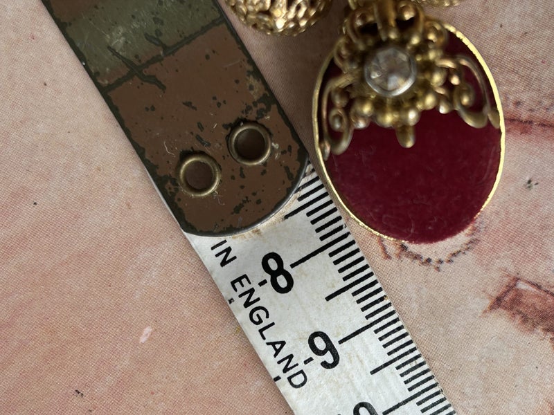 Victorian revival velvet balls + gold filigree clip earrings Carousel 5