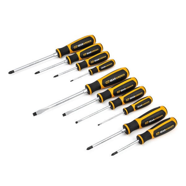 GEARWRENCH 10Pc Phillips® / Slotted / Pozidriv® Dual Material Screwdriver Set Carousel 1