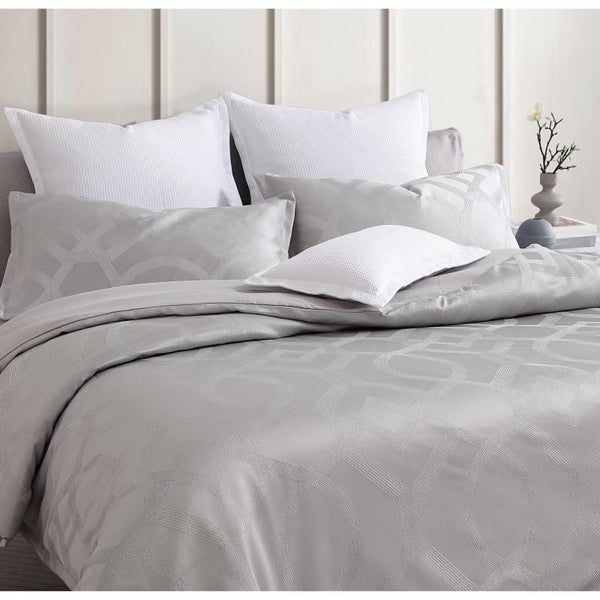Platinum Seville Metallic Jacquard European Pillowcase | Silver Carousel 2