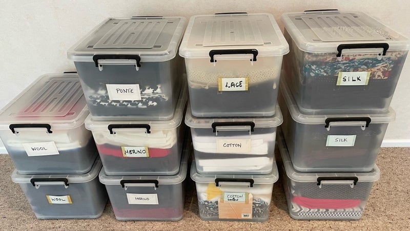Massive bulk lot of high quality fabric (>140!) silk, merino, ponte, lace, linen Carousel 7