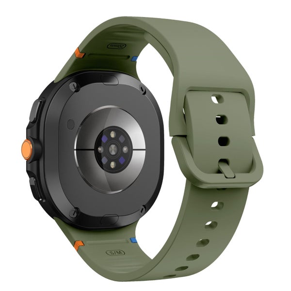 Samsung Galaxy Watch 8 Silicone Sport Band with Flat Stitch Design [Olive Green] Carousel 2