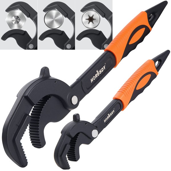 2-Pieces Adjustable Wrench Quick Multi-Function Spanner Power Grip Pipe Wrench Carousel 1