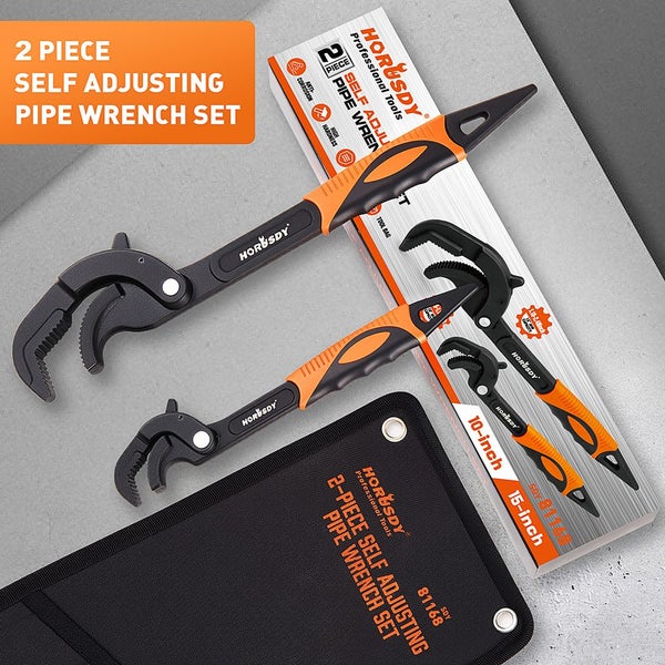 2-Pieces Adjustable Wrench Quick Multi-Function Spanner Power Grip Pipe Wrench Carousel 2