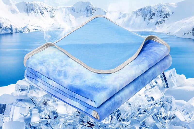 Cooling Blanket for Summer Lightweight Cold Throw for Hot Sleepers-Blue Carousel 2