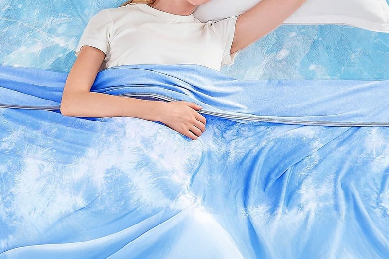 Cooling Blanket for Summer Lightweight Cold Throw for Hot Sleepers-Blue Carousel 6